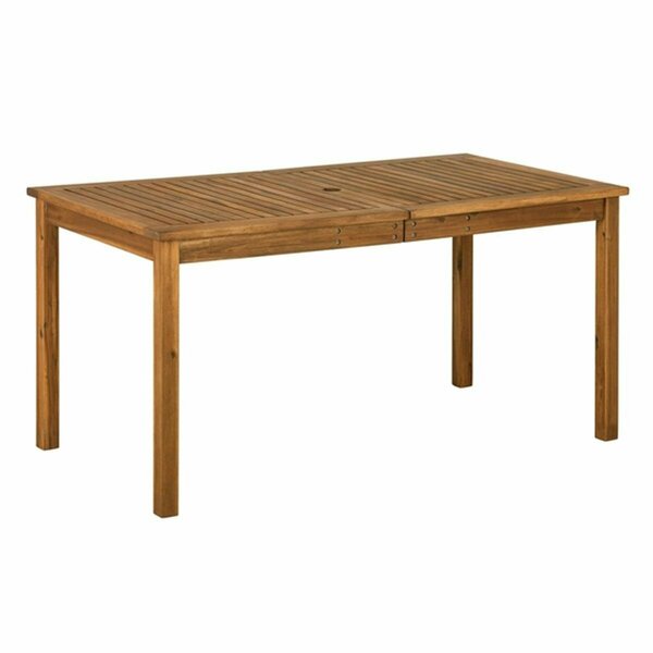 Walker Edison Furniture Acacia Wood Patio Simple Dining Table, Brown OWSDTBR